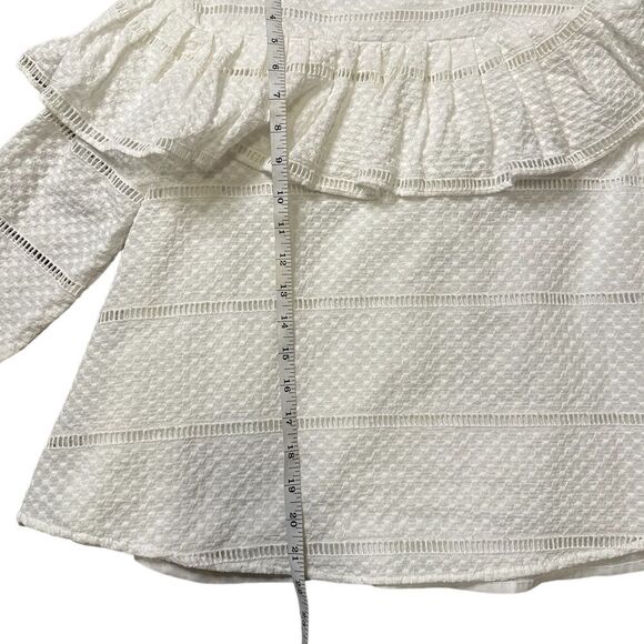 Rachel Parcell White Ruffle Swiss Dot Ladder Lace Top Size Small - Picture 12 of 14